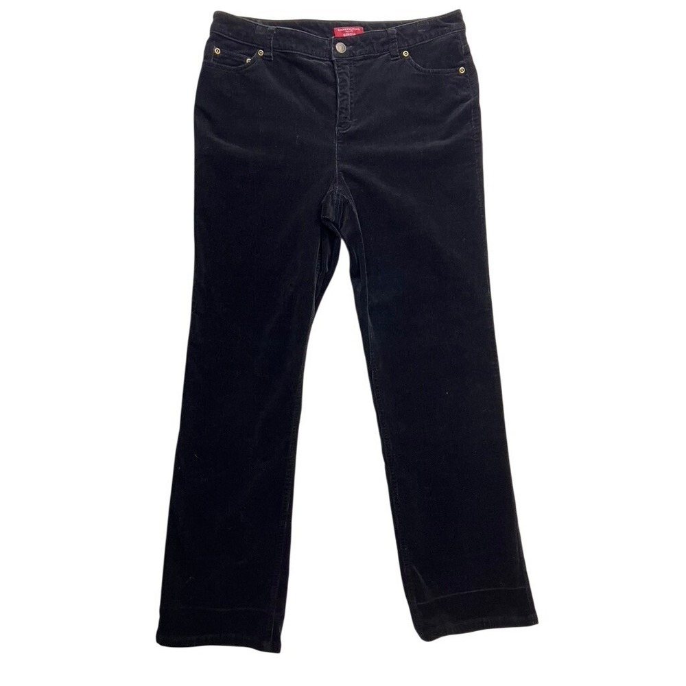 Charter Club Corduroy Pants Women 10P Black Slim It Up Petite Stretch‎ Classic
